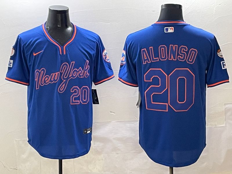 Men New York Mets #20 Alonso Blue Throwback 2025 Nike MLB Jersey style 426->new york mets->MLB Jersey